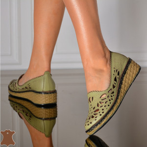Pantofi Dama Piele Naturala Velika Olive- Need 4 Shoes