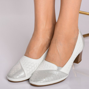 Pantofi Cu Toc Dama Bujor Albi-Need 4 Shoes