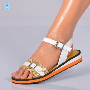 Sandale Dama Piele Naturala Minely Aurii- Need 4 Shoes