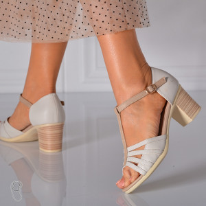 Sandale Dama Cu Toc Wilma 4 Bej - Need 4 Shoes