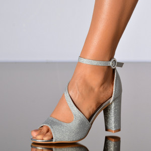 Sandale Dama Cu Toc Zenaida Argintii- Need 4 Shoes