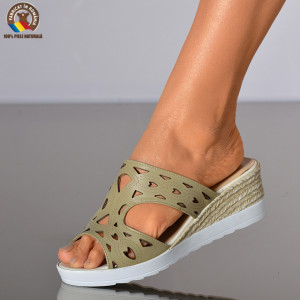 Papuci Dama Piele Naturala Mery Olive- Need 4 Shoes