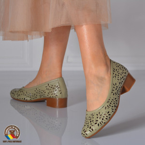 Pantofi Cu Toc Piele Naturala Aretha Olive-Need 4 Shoes