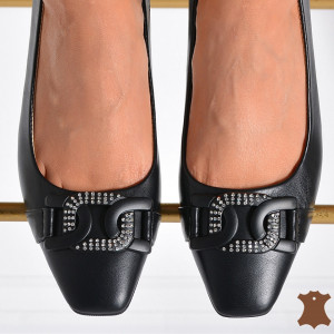 Pantofi cu toc Piele Naturala Bella Negri- Need 4 Shoes