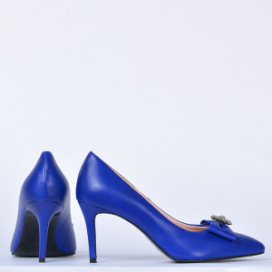 Pantofi Cu Toc Piele Naturala Enyra Albastri- Need 4 Shoes