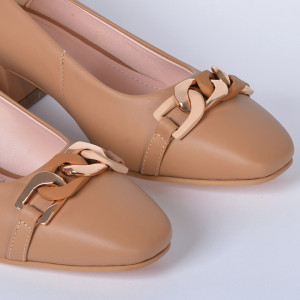 Pantofi Cu Toc Piele Naturala Esmer Camel- Need 4 Shoes