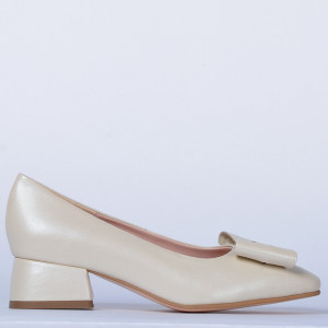 Pantofi Cu Toc Piele Naturala Iness Bej- Need 4 Shoes