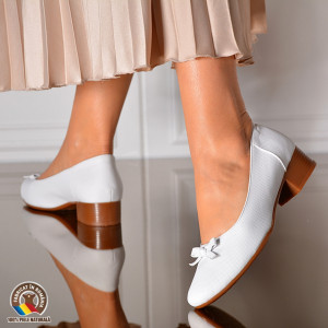 Pantofi Cu Toc Piele Naturala Minola 3 Albi-Need 4 Shoes