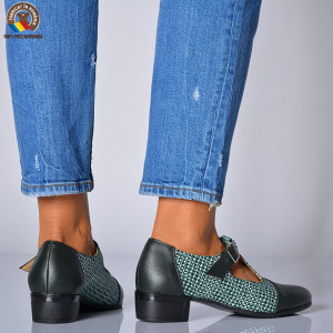 Pantofi Cu Toc Piele Naturala Natalia Negru/Verde-Need 4 Shoes