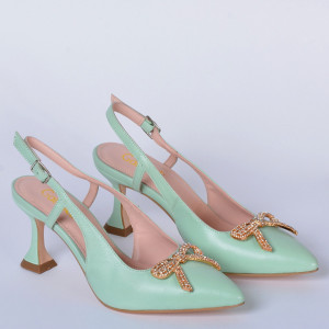 Pantofi Cu Toc Piele Naturala Odett Menta- Need 4 Shoes