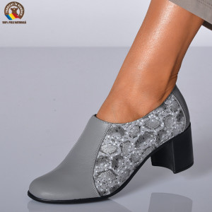 Pantofi Cu Toc Piele Naturala Reno Gri-Need 4 Shoes