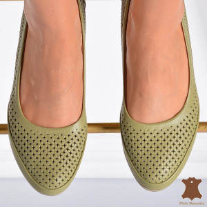 Pantofi Cu Toc Piele Naturala Sharon Olive- Need 4 Shoes