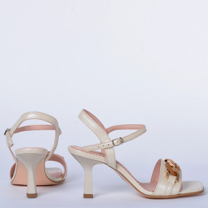 Sandale cu toc Piele Naturala Sibel Bej- Need 4 Shoes
