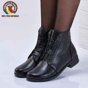 Ghete Dama Piele Naturala Aura Negre - Need 4 Shoes