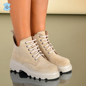 Ghete Dama Piele Naturala Mara Bej- Need 4 Shoes