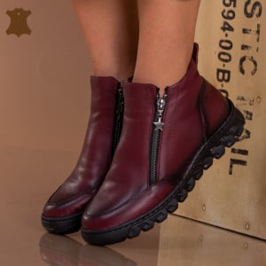Ghete Dama Piele Naturala Moss Bordo - Need 4 Shoes