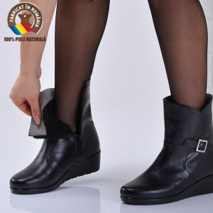 Ghete Dama Piele Naturala Vanesa Negre - Need 4 Shoes