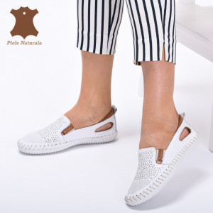 Pantofi Dama Piele Naturala Cauani Albi- Need 4 Shoes