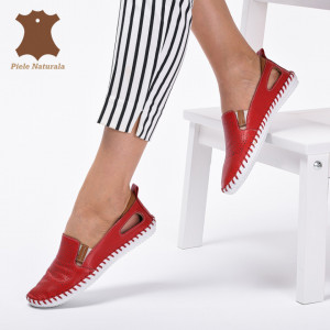 Pantofi Dama Piele Naturala Cauani Rosii- Need 4 Shoes