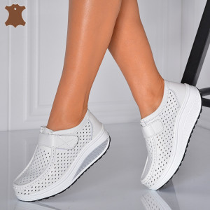 Pantofi Dama Piele Naturala Zena Albi- Need 4 Shoes 