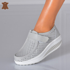 Pantofi Dama Piele Naturala Zena Gri- Need 4 Shoes 
