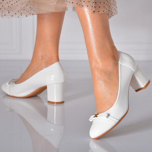 Pantofi Cu Toc Dama Jamila Albi- Need 4 Shoes