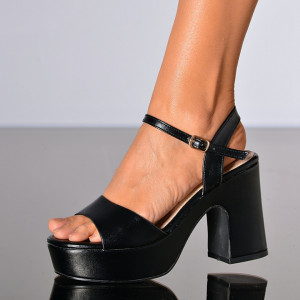 Sandale Dama Cu Toc Anel Negre- Need 4 Shoes