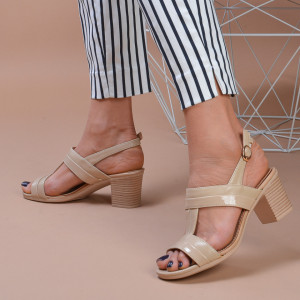 Sandale dama cu toc Elmo Bej - Need 4 Shoes