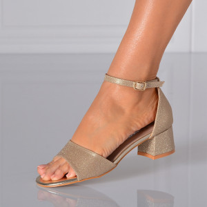 Sandale Dama Cu Toc Fabiola Aurii- Need 4 Shoes