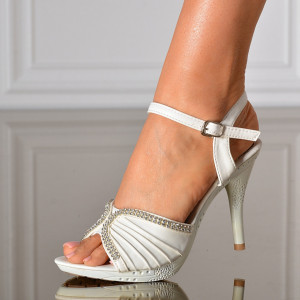 Sandale Dama Cu Toc Miriana Albe- Need 4 Shoes