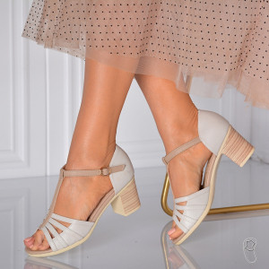 Sandale Dama Cu Toc Wilma 4 Bej - Need 4 Shoes