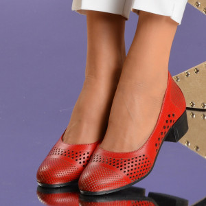 Pantofi Cu Toc Piele Naturala Alonzo Red - Need 4 Shoes