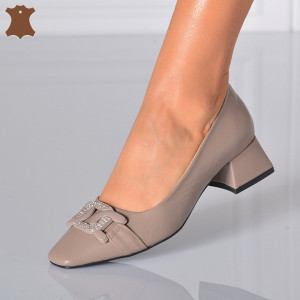 Pantofi cu toc Piele Naturala Bella Nude- Need 4 Shoes
