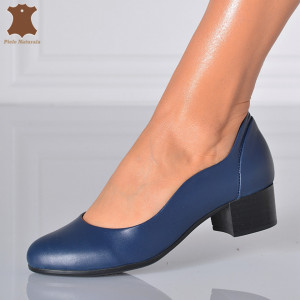 Pantofi Cu Toc Piele Naturala Carmen Navy- Need 4 Shoes