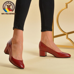 Pantofi Cu Toc Piele Naturala Delia Red - Need 4 Shoes