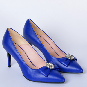Pantofi Cu Toc Piele Naturala Enyra Albastri- Need 4 Shoes