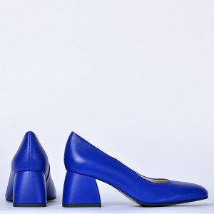Pantofi Cu Toc Piele Naturala Idris Albastri- Need 4 Shoes