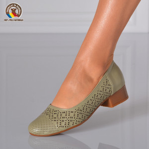 Pantofi Cu Toc Piele Naturala Minola Verzi-Need 4 Shoes