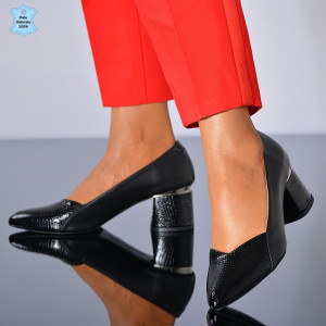 Pantofi Cu Toc Piele Naturala Mya Negri- Need 4 Shoes