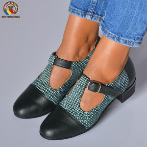 Pantofi Cu Toc Piele Naturala Natalia Negru/Verde-Need 4 Shoes
