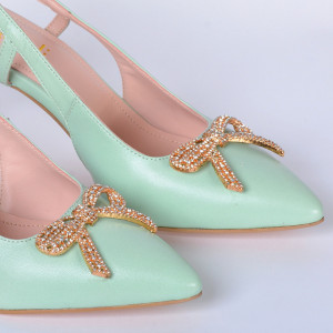 Pantofi Cu Toc Piele Naturala Odett Menta- Need 4 Shoes