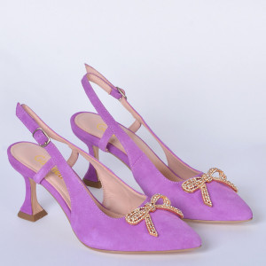 Pantofi Cu Toc Piele Naturala Odett Mov- Need 4 Shoes