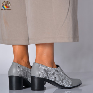 Pantofi Cu Toc Piele Naturala Reno Gri-Need 4 Shoes