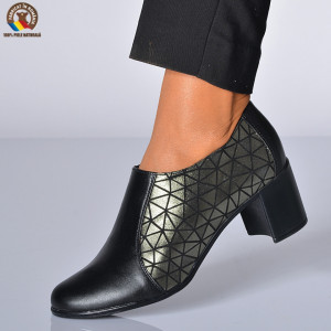 Pantofi Cu Toc Piele Naturala Reno 3 Negri-Need 4 Shoes