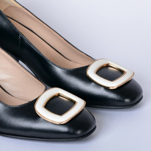 Pantofi Cu Toc Piele Naturala Viola Negri- Need 4 Shoes
