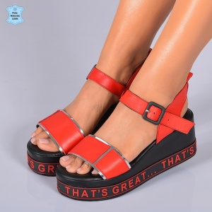 Sandale Dama Piele Naturala Gabriela Rosii- Need 4 Shoes