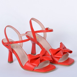 Sandale cu toc Piele Naturala Corina Rosii- Need 4 Shoes