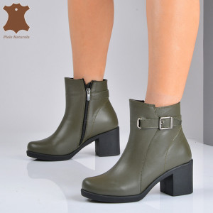 Botine Piele Naturala Amalia Kaki- Need 4 Shoes