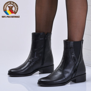 Ghete Dama Piele Naturala Mina Negre - Need 4 Shoes