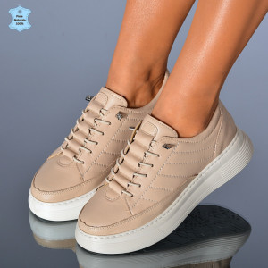 Adidasi Dama Piele Naturala Netina Bej- Need 4 Shoes